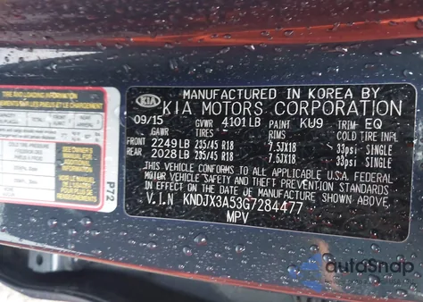 2016 Kia Soul ! из США, поврежденный, VIN KNDJX3A53G7284477